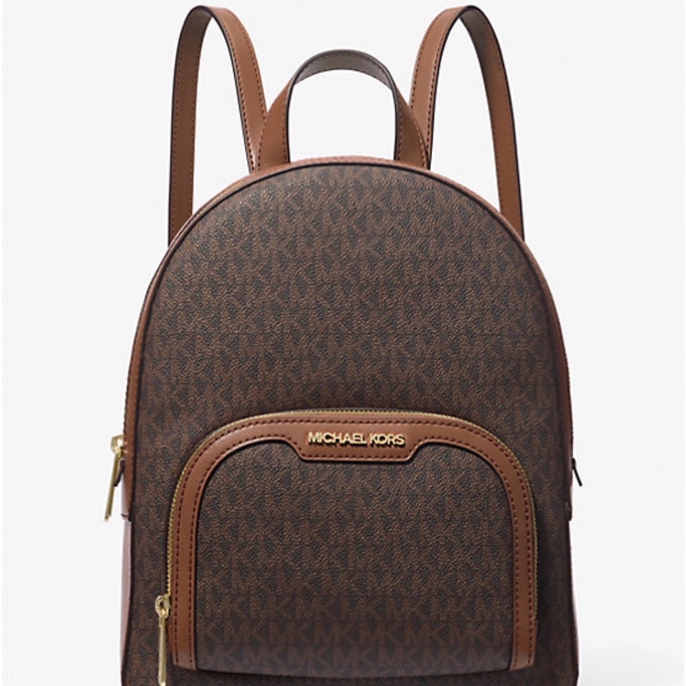 Michael Kors Tan and Brown Logo Backpack